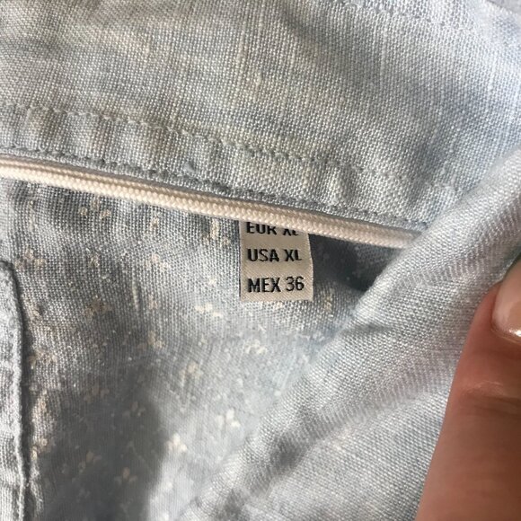 PORTER & ASH -MEN'S XLARGE -BLUE LONG SLEEVE BUTTON COLLARED 100% LINEN SHIRT - Picture 8 of 8